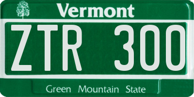 VT license plate ZTR300