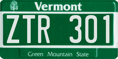 VT license plate ZTR301