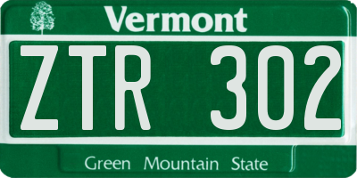 VT license plate ZTR302