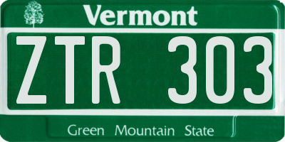 VT license plate ZTR303