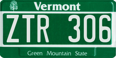 VT license plate ZTR306