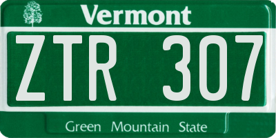 VT license plate ZTR307