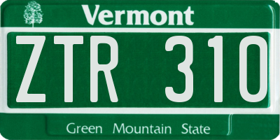 VT license plate ZTR310
