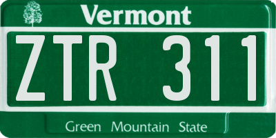 VT license plate ZTR311