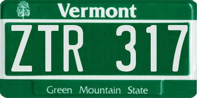 VT license plate ZTR317