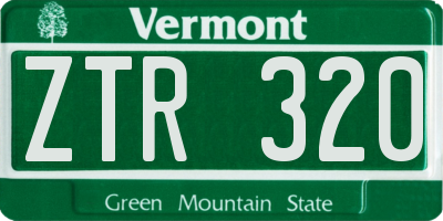 VT license plate ZTR320