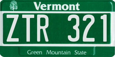 VT license plate ZTR321