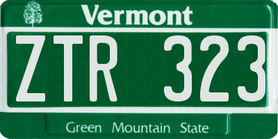 VT license plate ZTR323