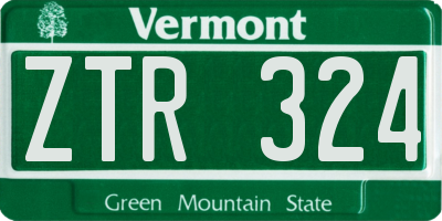 VT license plate ZTR324