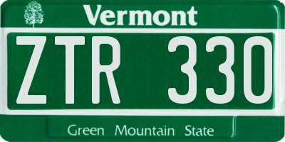 VT license plate ZTR330