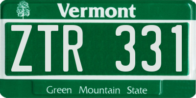 VT license plate ZTR331