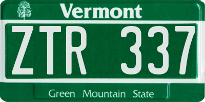 VT license plate ZTR337