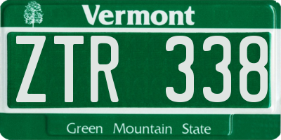 VT license plate ZTR338