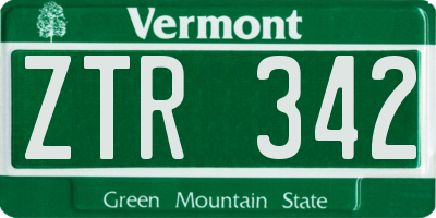 VT license plate ZTR342