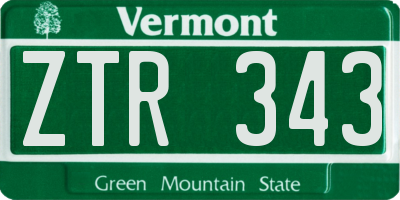 VT license plate ZTR343