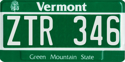 VT license plate ZTR346