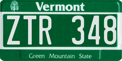 VT license plate ZTR348