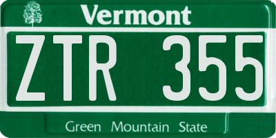 VT license plate ZTR355