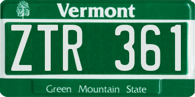 VT license plate ZTR361