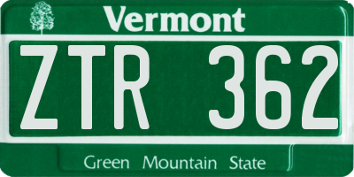 VT license plate ZTR362