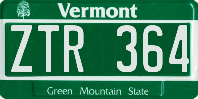 VT license plate ZTR364