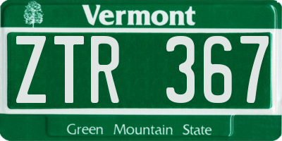 VT license plate ZTR367