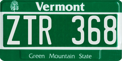 VT license plate ZTR368