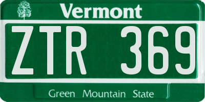 VT license plate ZTR369