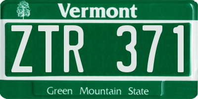 VT license plate ZTR371