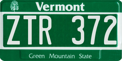 VT license plate ZTR372