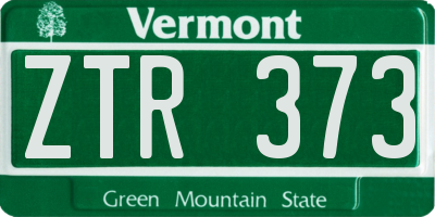 VT license plate ZTR373