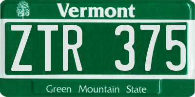 VT license plate ZTR375