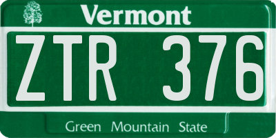 VT license plate ZTR376