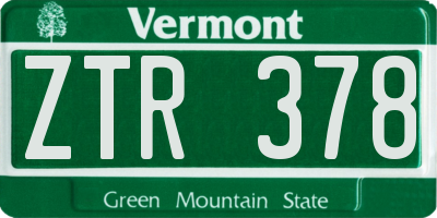 VT license plate ZTR378