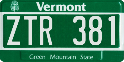VT license plate ZTR381