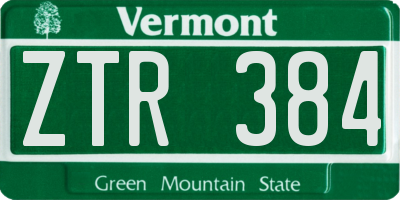 VT license plate ZTR384