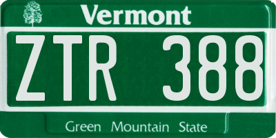 VT license plate ZTR388