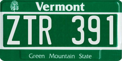 VT license plate ZTR391