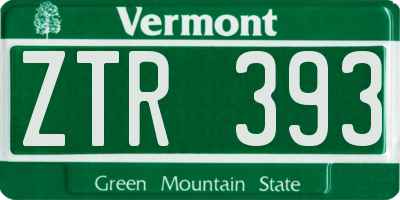 VT license plate ZTR393