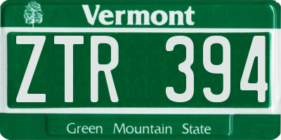 VT license plate ZTR394