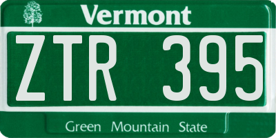 VT license plate ZTR395
