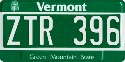 VT license plate ZTR396