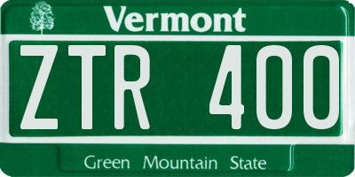 VT license plate ZTR400