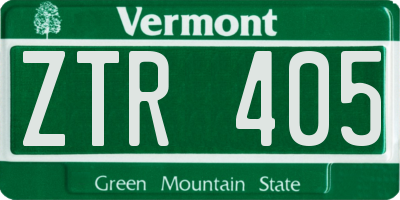 VT license plate ZTR405