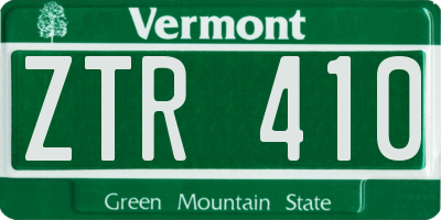 VT license plate ZTR410