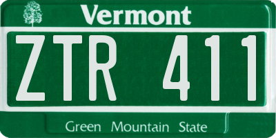 VT license plate ZTR411