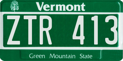 VT license plate ZTR413