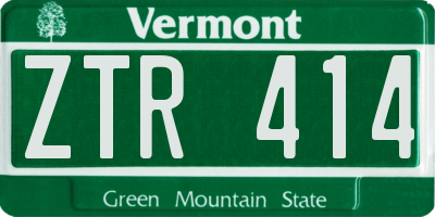 VT license plate ZTR414