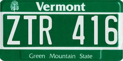 VT license plate ZTR416