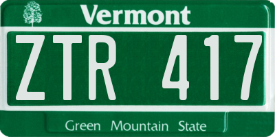 VT license plate ZTR417